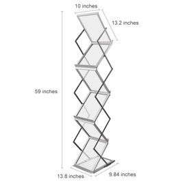 HUAZI Foldable Magazine Rack Brochure Stand Catalog Literature Rack Portable 6 Pockets with Carrying Bag for Trade Show Exhibitions Office Retail Store