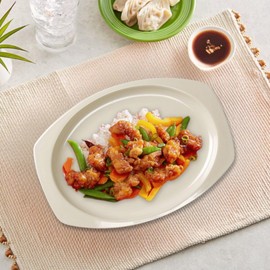 TrueCraftware- 11-1/2" x 7-1/2" Rectangular Platter Tan Color Melamine Set of 12- Reusable Plates Kitchen Plates Dinnerware Serving Platter Dishes Dishwasher Safe Break-Resistant for Home Kitchen