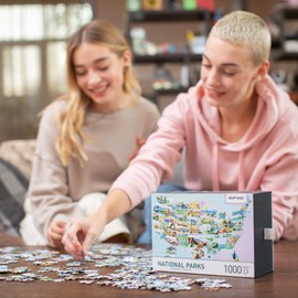 Newverest Jigsaw Puzzles 1000 Piece for Adults, Difficult Puzzles with Unique Hand-Painted Images by Artists - Large 27.5" x 19.7", Include Gift Package Storage Box - US National Parks