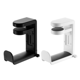 HARFINGTON 2pcs Headphone Stand Holder 360 Degree Adjustable Clamp Desk Hook Clamp 0.39"-1.65" Clamping Range PC Gaming Headset Stand for Headphone Earphone, Black/White