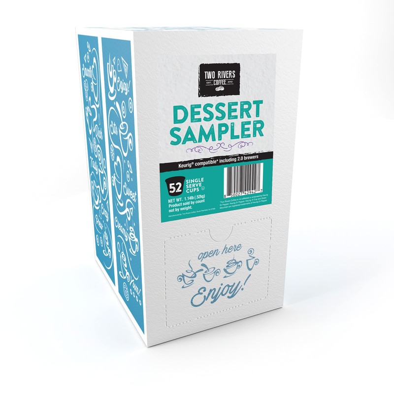 Two Rivers Coffee Dessert Coffee Pods Sampler Compatible with K