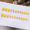 24 Pcs Yellow Press on Nails Short Square Flower Nail