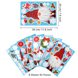 8 Sheets Christmas Window Clings Winter Gnome Window Decals Christmas Snowflake Window Stickers Clings for Glass Windows Xmas Holiday Home Office Kids Party Decorations Supplies
