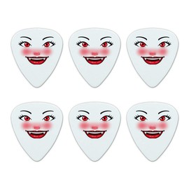 Happy Vampire Girl Smiling Face Novelty Guitar Picks Medium Gauge - Set of 6