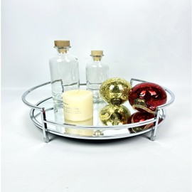 Manis Zuo 12" Silver Mirror Decor Tray, Metal Mirror Serving Tray, Glass Vanity Tray, Decorative Trays, Bathroom Counter Tray, Perfume Tray, Jewelry Tray, for Dresser Decor Home Decorative (Sliver)