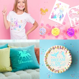 MWOOT 9 Pieces Unicorn Stencil, Reusable DIY Stencils, Vintage, Unicorn Painting Stencils for Scrapbooking, Floor, Wall, Fabric, Furniture, Wood Decoration, Stencils for Children (20 x 20 cm)