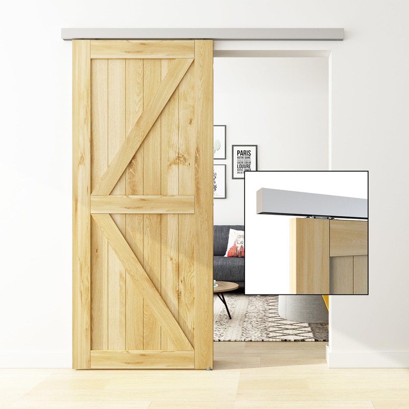 JUBEST 6FT Sliding Barn Door Track Kit, Aluminium Box Rail