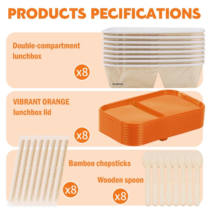 DTFMZOV 8 Pack 35 oz Meal Prep Containers 2 Compartment