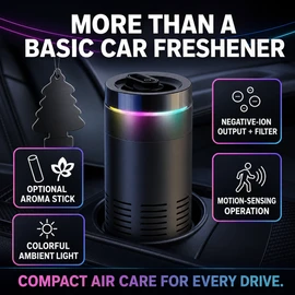 Aroma Car Air Purifier with 5 Million Anion, 2 Speed Fan, and Type-C Port