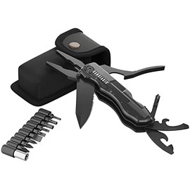 Canotagio Multi Herramienta Táctica de Acero Inoxidable. Multiherramienta Militar Con Navaja con Serrucho, Pinzas y 14 Herramientas Más. Multi Tool. Incluye Estuche de Guardado de alta protección.