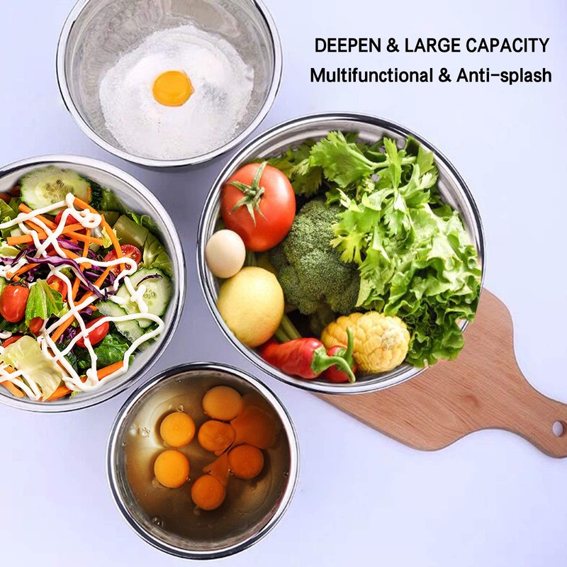 Umite Chef Mixing Bowls with Airtight Lids，6 piece Stainless Steel