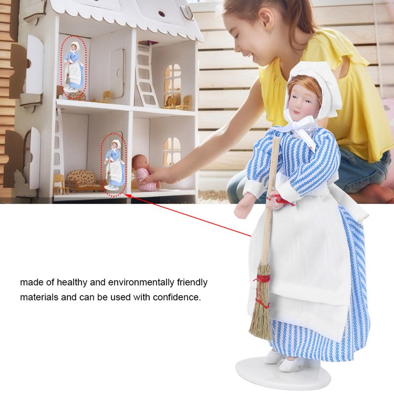 Dollhouse Miniature Porcelain Doll Model Ornament Doll Chef Man Servant