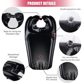 Cehim Inflatable Shampoo Basin - Portable Shampoo Bowl, Hair Washing Basin for Bedridden, Disabled,Injured, Hair Wash Tub for Dreadlocks and at Home Sink Washing (Black, Medium)