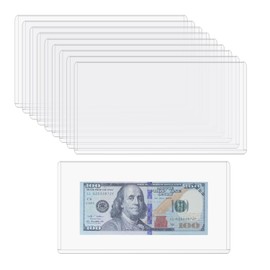 ONLYKXY Clear Plastic Dollar Bill Top-Load Display Protector Holder Sleeves Money Organizer Pockets Currency Album Banknotes Collecting Storage Saving Envelopes Bag Boxes for Card Coin,7.6x4in (10)