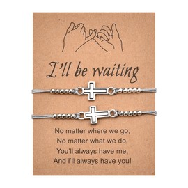 Matching Christian Bracelets for Couples Christmas Gifts for Long Distance Relationship Couple Cross Bracelet Wedding Anniversary Valentines Gifts for Husband Wife Spouse Birthday Gifts for Her Him