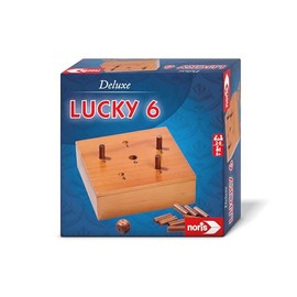 Noris 606102046 Deluxe Lucky 6 (Dice Game from 6 Years) Classic Super Six in High-Quality Wooden Equipment for Adults and Children, 2-6 Players, Approx. 20 Minutes Game Duration