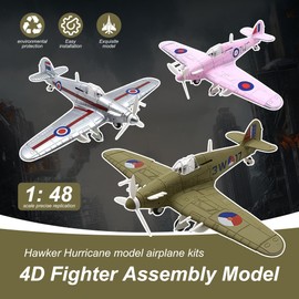 gzpynsgaoh Hawker Hurricane 1:48 Model Airplane Kits - 4D Plastic WWII RAF Fighter Aircraft Assembly for Adults,4D Fighter Assembly Model. (Yellow)