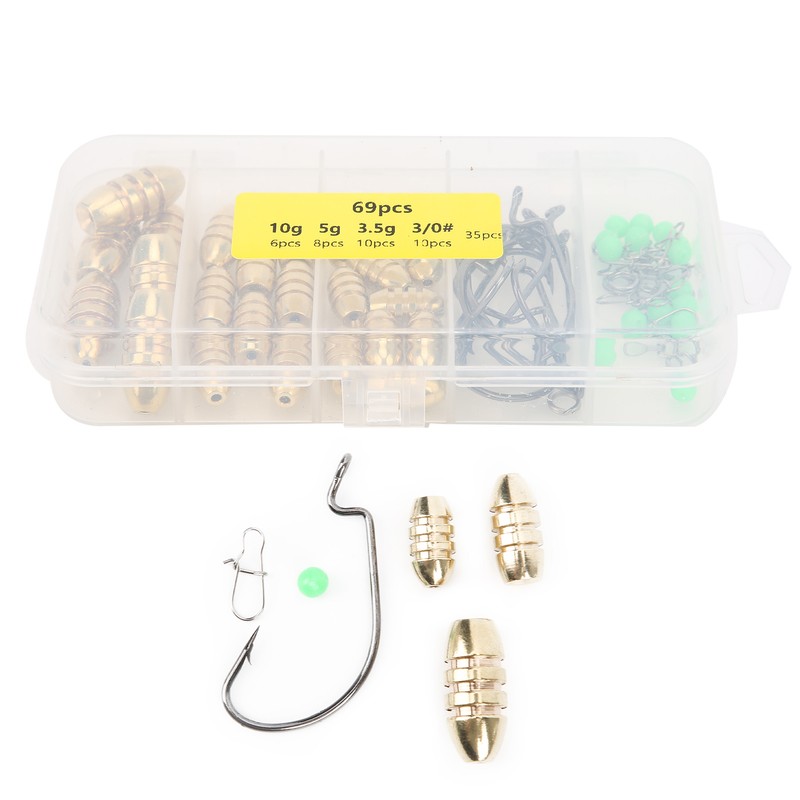 Fishing Accessories Kit Fish Gears with Threaded Bullet Weights Crank