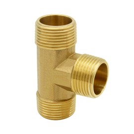 Hooshing Brass Pipe Tee Fittings 3/4" NPT x 3/4" NPT x 3/4" NPT Male Convert Adapter for Fuel Oil Gas Plumbing