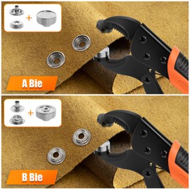 Snap Button Fastener Kit, Heavy Duty Snap Fastener Tool with 40set (15mm) Snaps, Adjustable Vice Grip Snap Setter Tool for Replacing Metal Snaps, Boat Covers, Canvas, Sewing, Tarps (Orange)
