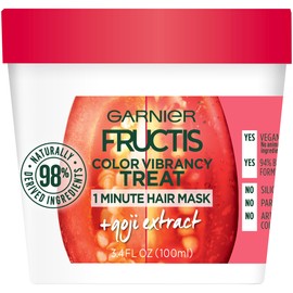 Garnier Fructis Color Vibrancy Treat 1 Minute Hair Mask with Goji Extract and Boost Collagen, 3.4 Fl Oz (Pack of 1)
