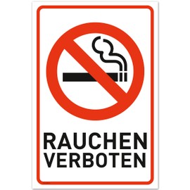 Smoking Prohibited Sign 30 x 20 cm Plastic - UV-Resistant - For Outdoor and Indoor Use - Perfect Alternative to Not Smoking Sticker - Smoking Prohibited Sign