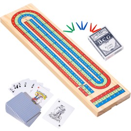 3-Track Color-Coded Wooden Cribbage Board Game – Perfect for Family Fun and Friends Gatherings