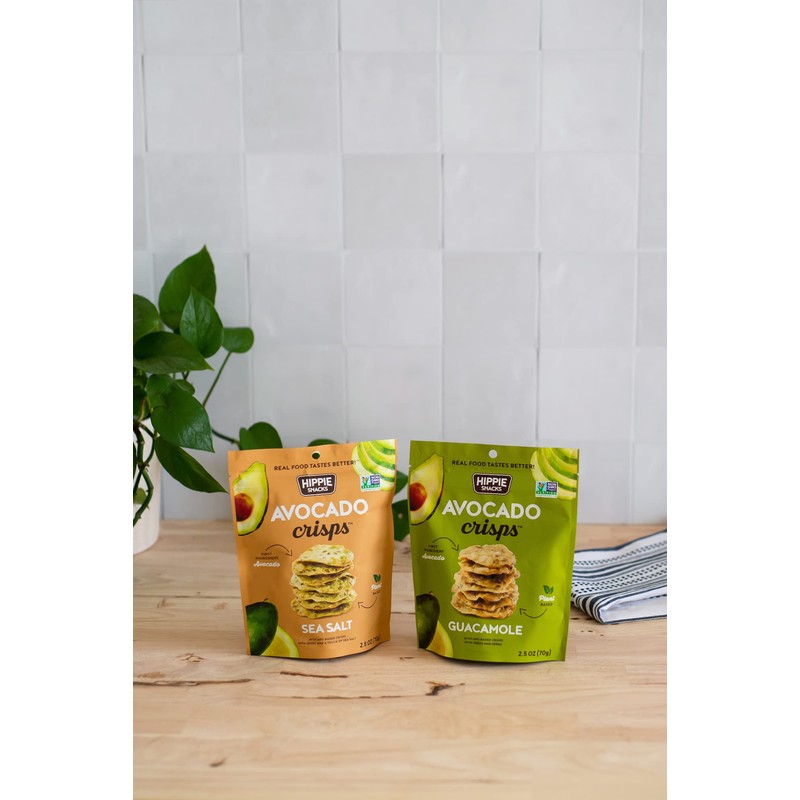 Hippie Snacks Avocado Crisps, Guacamole, Plant-based, High Protein, Gluten Free