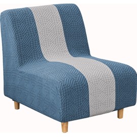 Lavish Cover Stretchy Jacquard Armless Chair Slipcover Accent Chair Cover for Living Room Chairs and Slipper Chairs(Blue+LightGrey, Jacquard)