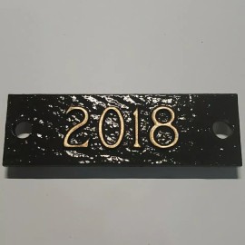 Unbranded 2018 Headstone Monument Date Plate Cast Bronze 1-1/4" x 4" Replacemt Yr Scrolls