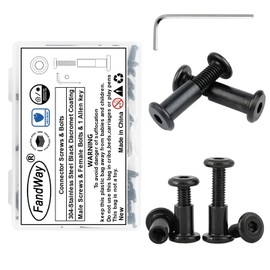 FandWay M4 x 25 mm 25 Pairs Connection Screws with Allen Key (25 x Furniture Screws, 25 x Sleeve Screws) Stainless Steel A2 V2A Black Oxide for Furniture, Cabinets, Wooden Boards