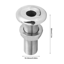 Board Passage Screw Connection, 58 mm Long 3/8 Inch 316 Stainless Steel Thru Hull Fitting Connection Water Drain Outlet Universal Board Breakthrough Board Feedthrough for Boats, Yachts, Marine