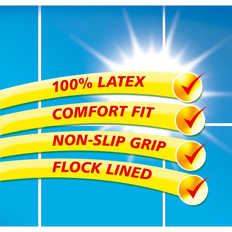 Duzzit Household Gloves 100% Latex Comfort Fit Lined Pack Of