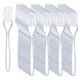 Liacere 360 Pieces Clear Plastic Forks - Heavy Duty Plastic Forks - 6.7inch Clear Disposable Cutlery - Plastic Forks - Perfect for Parties and Restaurants