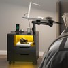 sogesfurniture Nightstand with Drawers and LED Lights, Bedside Table with