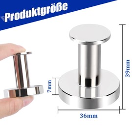 Keukenket Pack of 8 Magnetic Hooks, Extra Strong, N52 Neodymium Magnets, Strong 32 kg, 36 mm Magnets with Hooks, Silver Magnetic Hooks for Hanging in the Office, Kitchen, Home and Outdoor Use