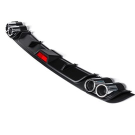 Universal Car Rear Bumper Lip Diffuser Spoiler 4 Holes Exhaust Pipe Decoration,Black,50inch