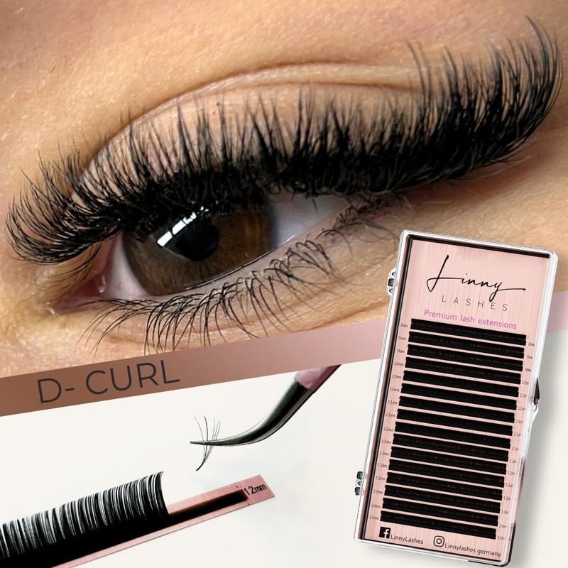 LINNY LASHES Eyelash Extension, D Curl, 16 Rows, Thickness 0.07,