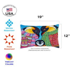 Toland Home Garden 771252 Set of 2 Penguin Parents Winter Pillow Covers 12x18 Inch Bird Outdoor Lumbar Indoor Decorative Throw Pillows