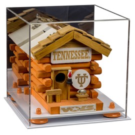 Better Display Cases Versatile Acrylic Display Case - Medium Square Box with Mirror, Orange Risers and White Base 10" x 10" x 10" (A028-OR)