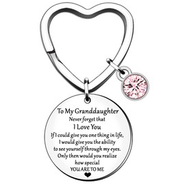HULALA To My Granddaughter Keyring Keychain Key Rings Birthday Christmas Gifts For Women Girls Never Forget That I Love You