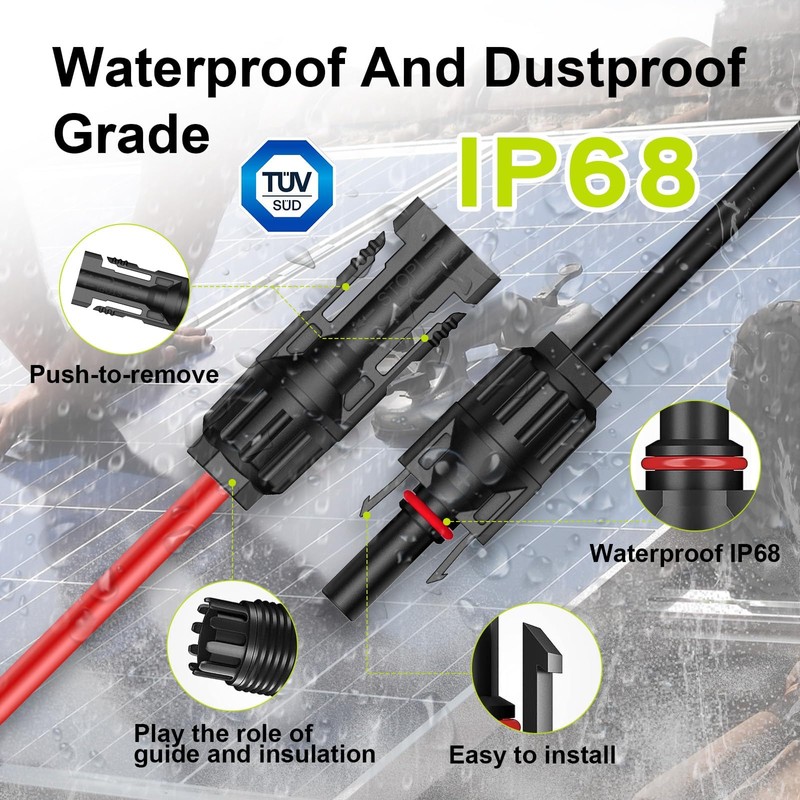 JXMXRPV Solar Cable Extension 20Ft 10AWG, Solar Wire with Tool-Free