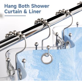 Titanker Shower Curtain Hooks Rings, Rust Resistant Metal Double Glide Nickel