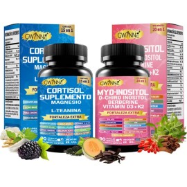 Gwynne Suplemento De Cortisol 90 Cápsulas + Suplemento De Inositol Myo-inositol Y D 90 Cápsulas,con Glicinato De Magnesio,vitamina B12 Y K2