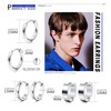 Kakonia 6 Pairs 316L Stainless Steel Earrings Men's Silver Black