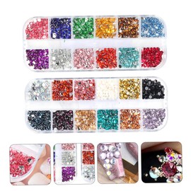 FOMIYES 12grid Colorful Nail Studs Set of Resin Rhinestones for DIY Nail Art Decoration for Manicure Projects Christmas and Birthday Parties