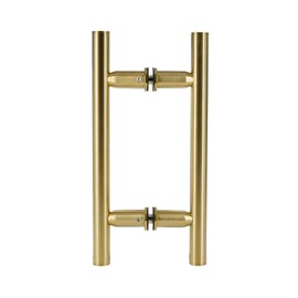 Top Hardware Stainless Steel 304 Grade Back to Back Shower Door Ladder Pull Handle for 3/8”~ 1/2” inch Glass Thickness, 10 in (Center to Center: 6 in), Satin Gold Finish