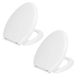 Miibox Removable Elongated Bowl White Toilet Seat, with Nonslip Grip-Tight Never Loosen Bumpers, No Slamming Slow and Quiet-Close Seat Cover, Quick Release Hinges for Easy Cleaning,2-Pack