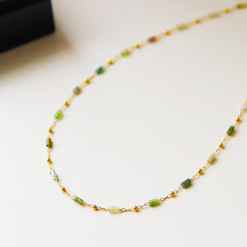 Natural Stone Green Beads Choker Necklaces for Women Trendy Dainty