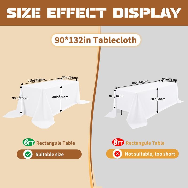 10 Pack Rectangle Tablecloth for 6ft/8ft Rectangle Tables,Polyester Tablecloth Washable